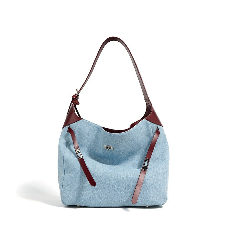 Sac fourre-tout femme en denim et polyester – Grand format