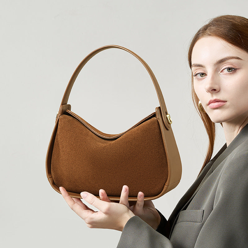 Sac crossbody suède marron premium