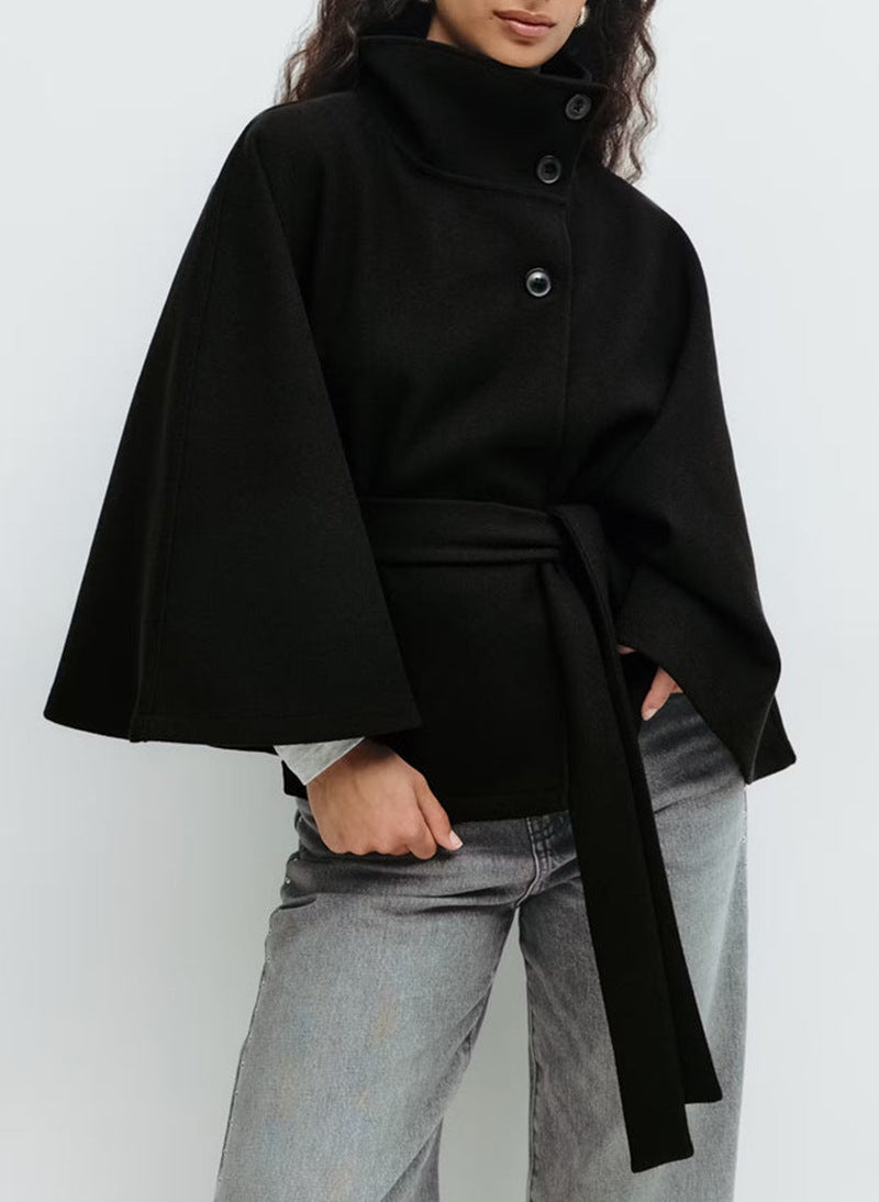 Karine manteau noir batwing