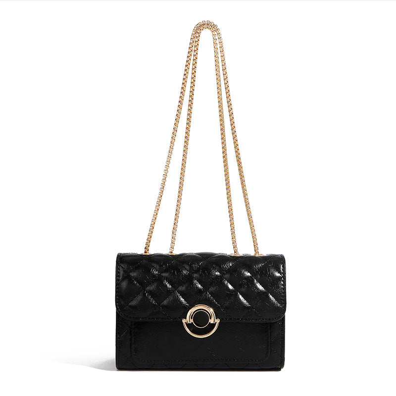 Sac bandoulière light luxury chaîne PU noir