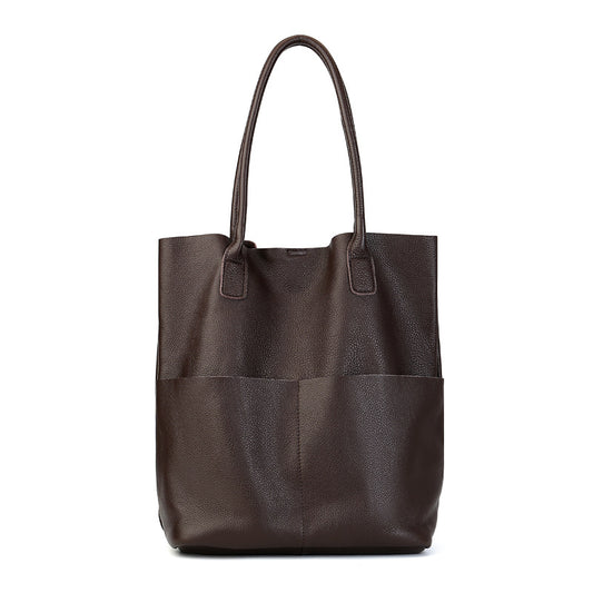 Sac seau commuter cuir vachette noir souple