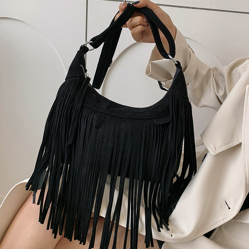 Forme dumpling ravioli douce féminine sac franges capacité généreuse quotidien
