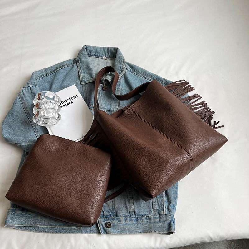 Tote bag vintage marron