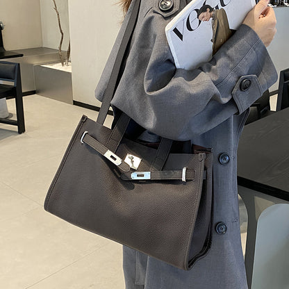 Sac cuir vachette mi-souple vue profil