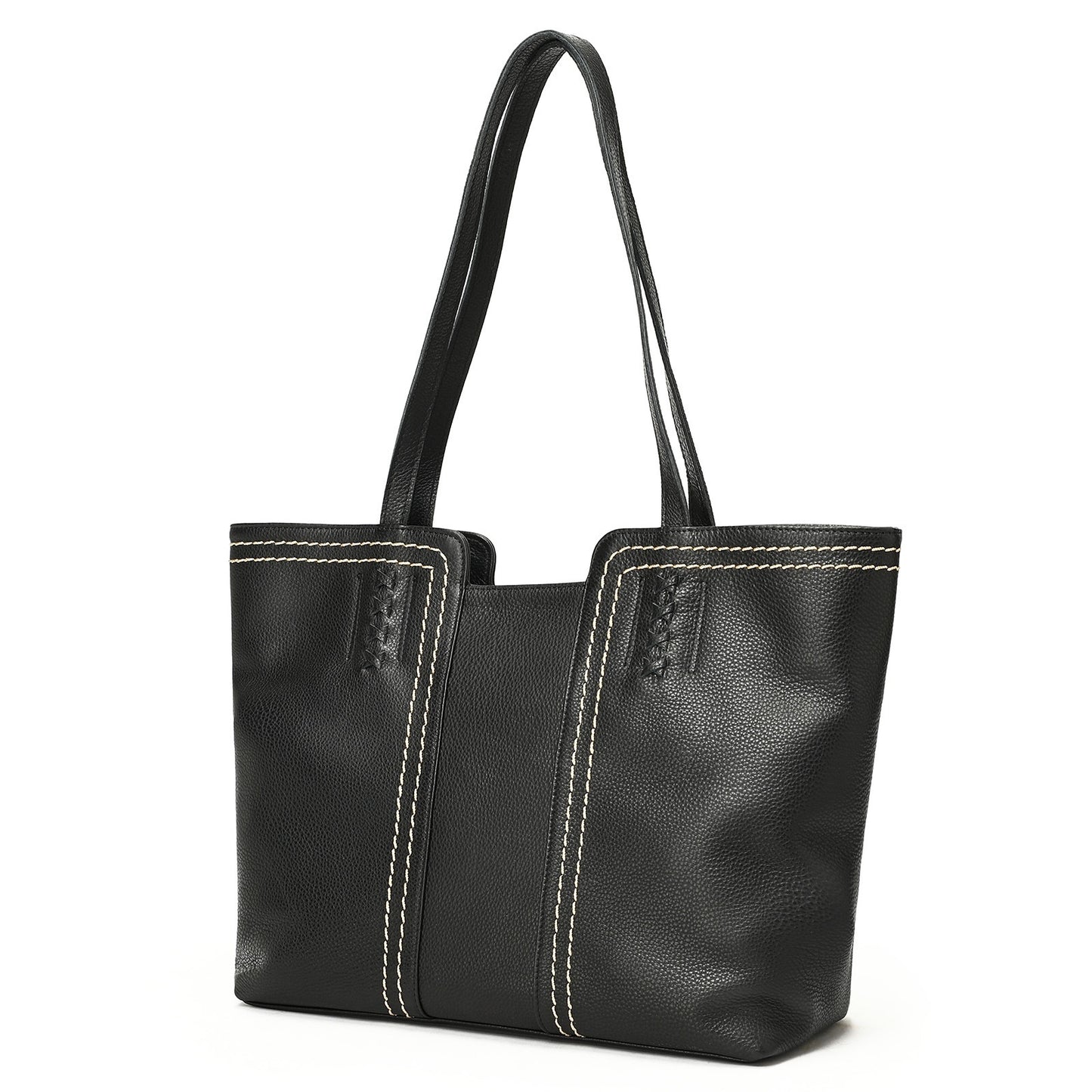 Tote bag cuir véritable souple noir