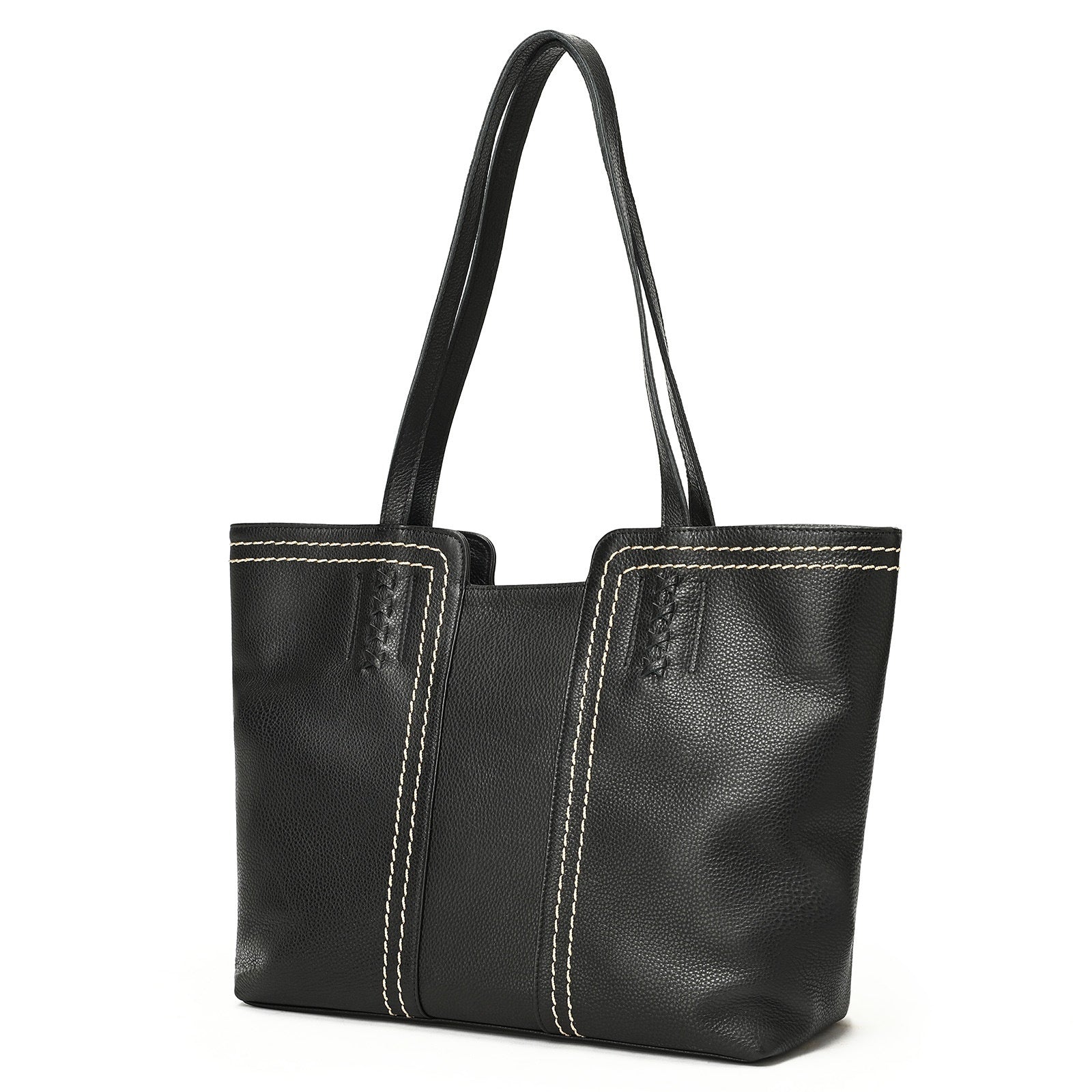 Tote bag cuir véritable souple noir