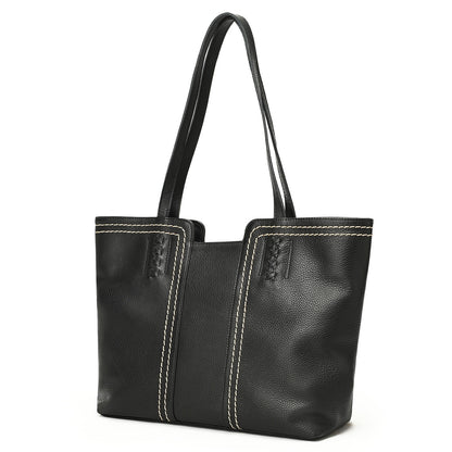 Tote bag cuir véritable souple noir