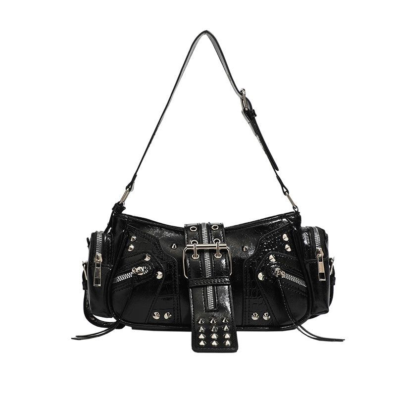 Sac main cuir huilé ciré noir niche