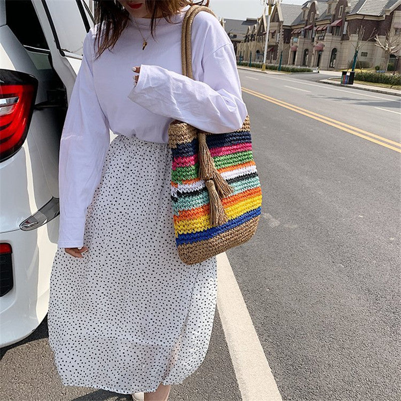 Fermeture éclair zip sécurisée sac paille protection contenu plage ville pratique