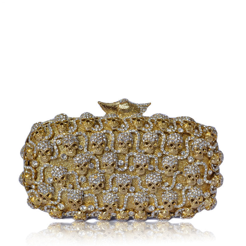 Minaudière soirée cristal squelette noir
