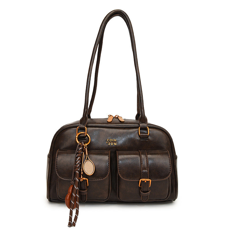 Sac épaule rétro noir sans pendentif