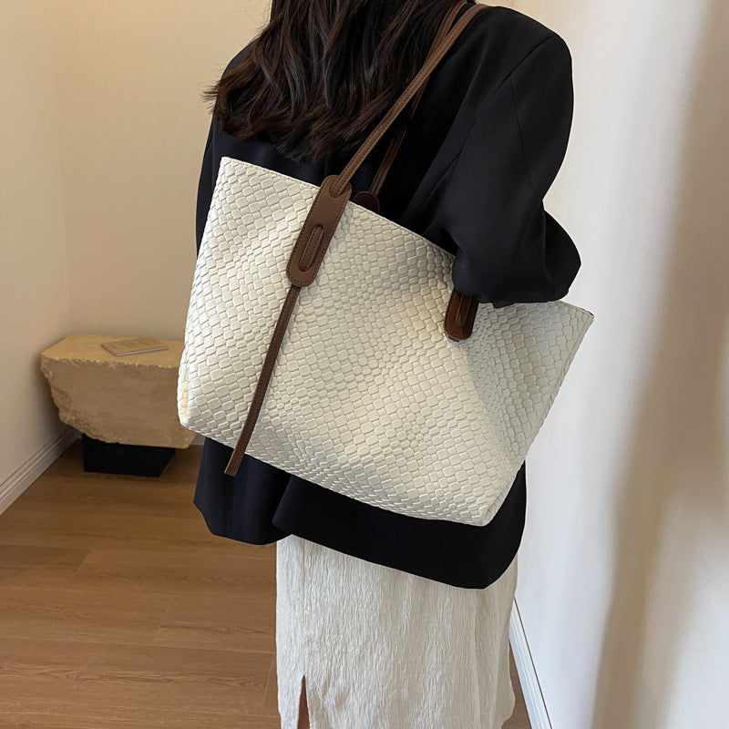 Ysaline tote noir tissé grande capacité
