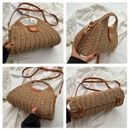 Sac paille beige naturel léger plage vacances été femme bohème chic
