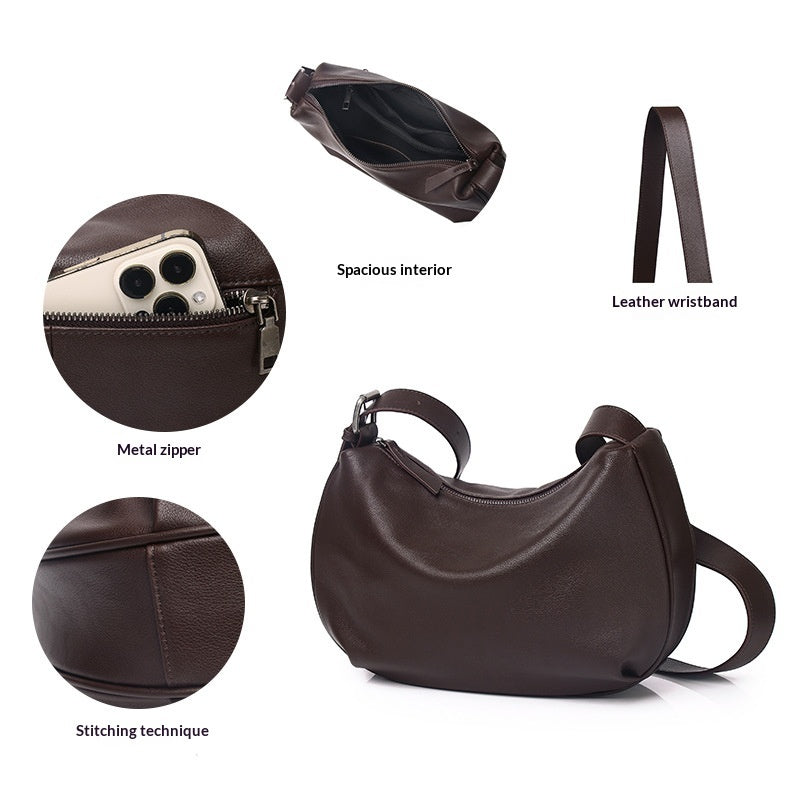 Sac à épaule cuir souple détail