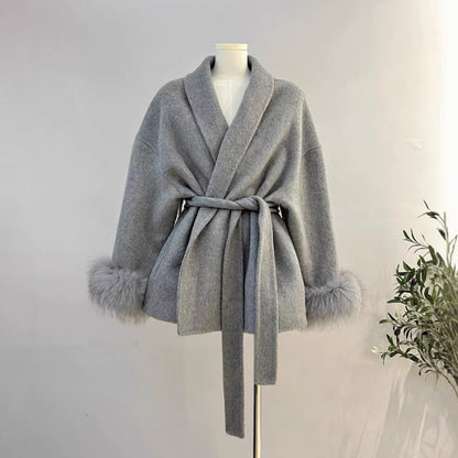 Lise manteau beige avoine élégant
