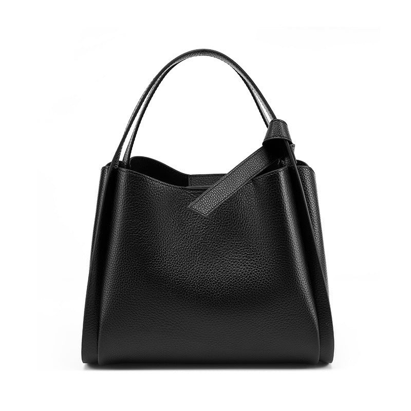 Sac seau cuir portable noir
