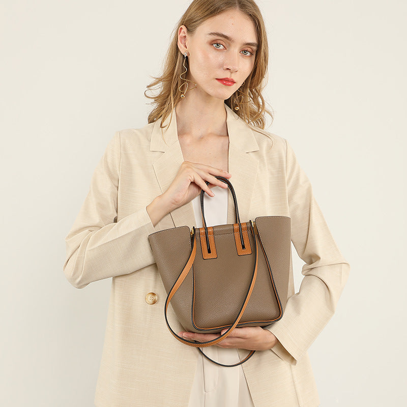 Sac à main en cuir à blocs de couleurs - Vogalia