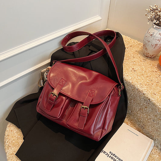 Sac épaule minimaliste vintage PU noir
