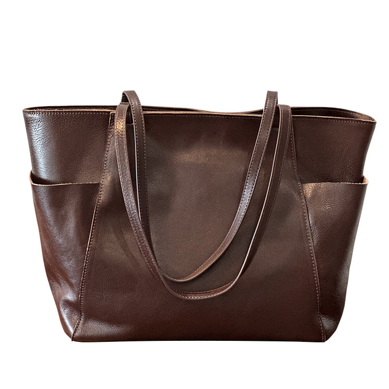 Grand sac main cuir vert avocat
