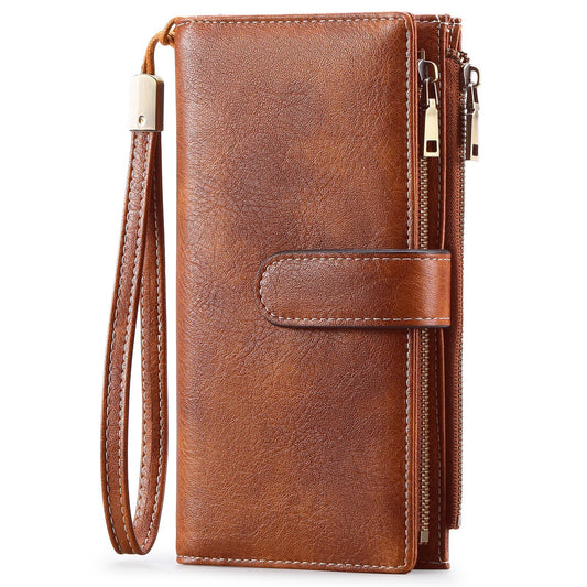 portefeuille femme vintage long cuir pu élégant