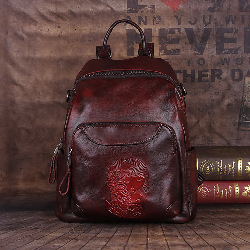 Sac à dos cuir vintage vue ouverte