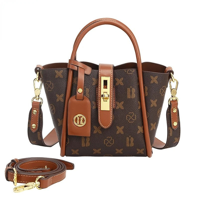 Sac seau femme PVC café abricot tendance