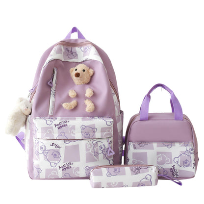 Cartable ours kawaii bleu lunch set