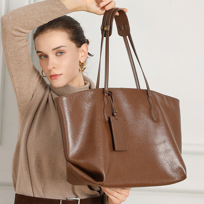 Tote bag cuir tanné chocolat