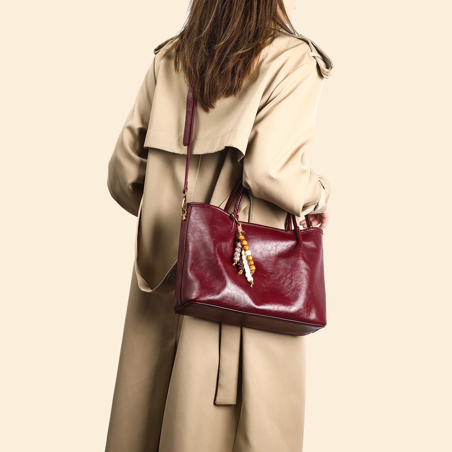 Tote underarm plissé marron