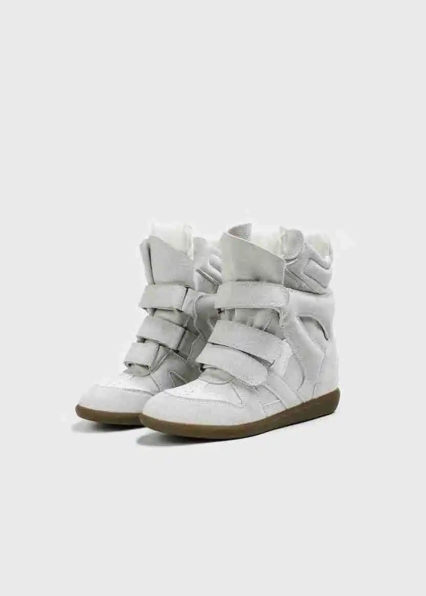 Semelle compensée intérieure hauteur secrète baskets montantes femme élégant