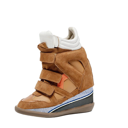 Fermeture scratch magic tape bottines femme compensées 8cm ajustable facile