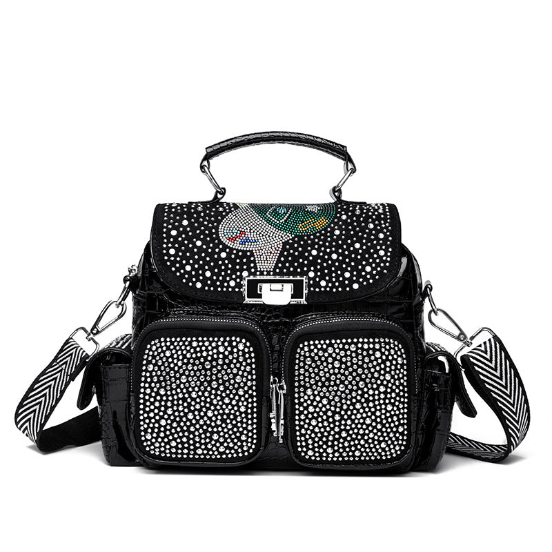 Sac bandoulière PU noir bicolore streetwear