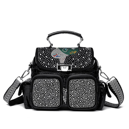 Sac bandoulière PU noir bicolore streetwear