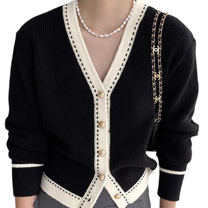 VOGALIA™ Korean V-Neck Loose Sweater - Elegant and Casual Style