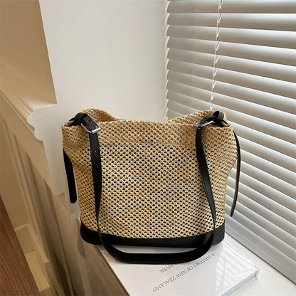 Tote bag paille marron vacances