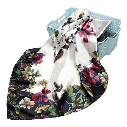 Foulard soie vintage beige abricot 90x90