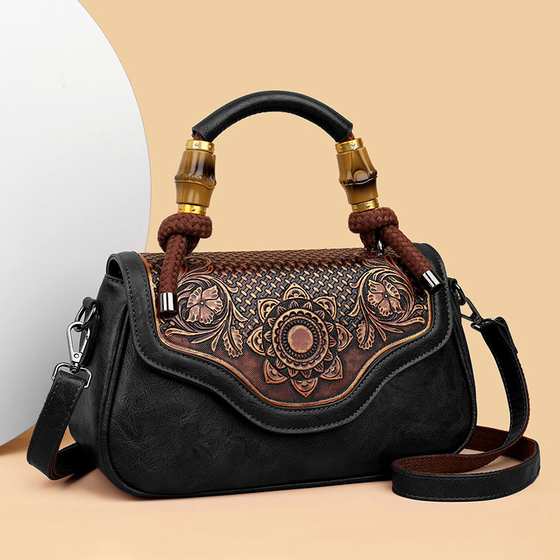 Sac crossbody cuir embossé jaune