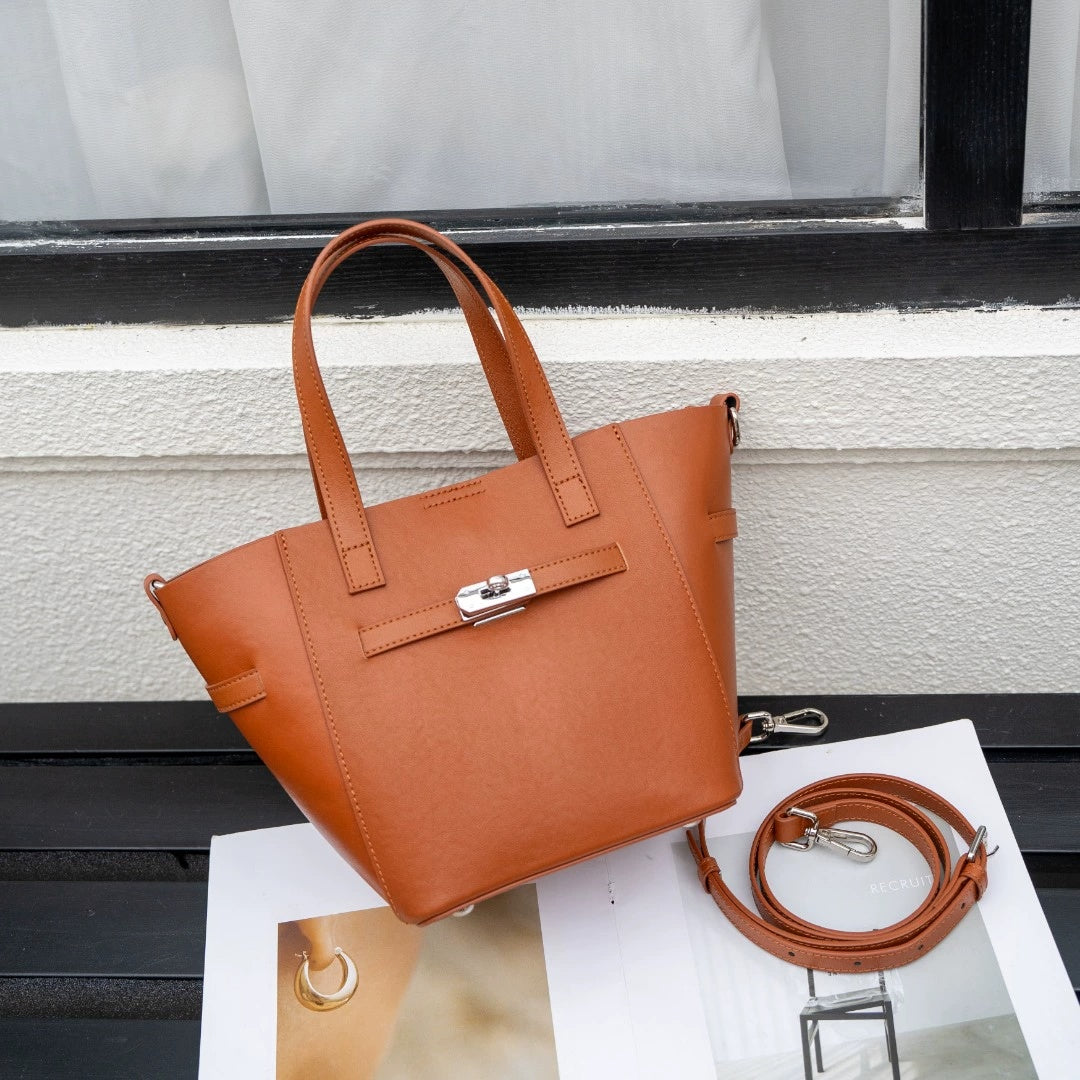 Sac panier cuir caramel