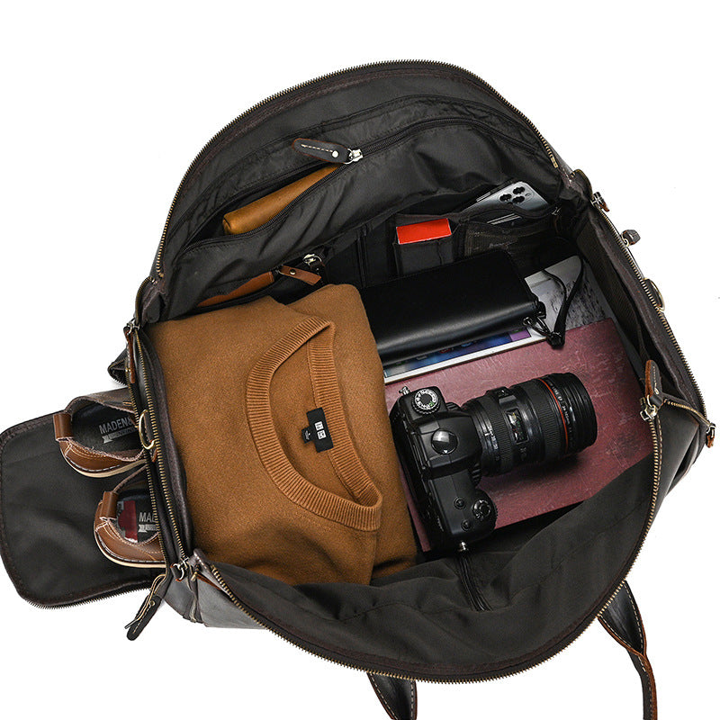 Sac de voyage cuir pliable vue ouverte