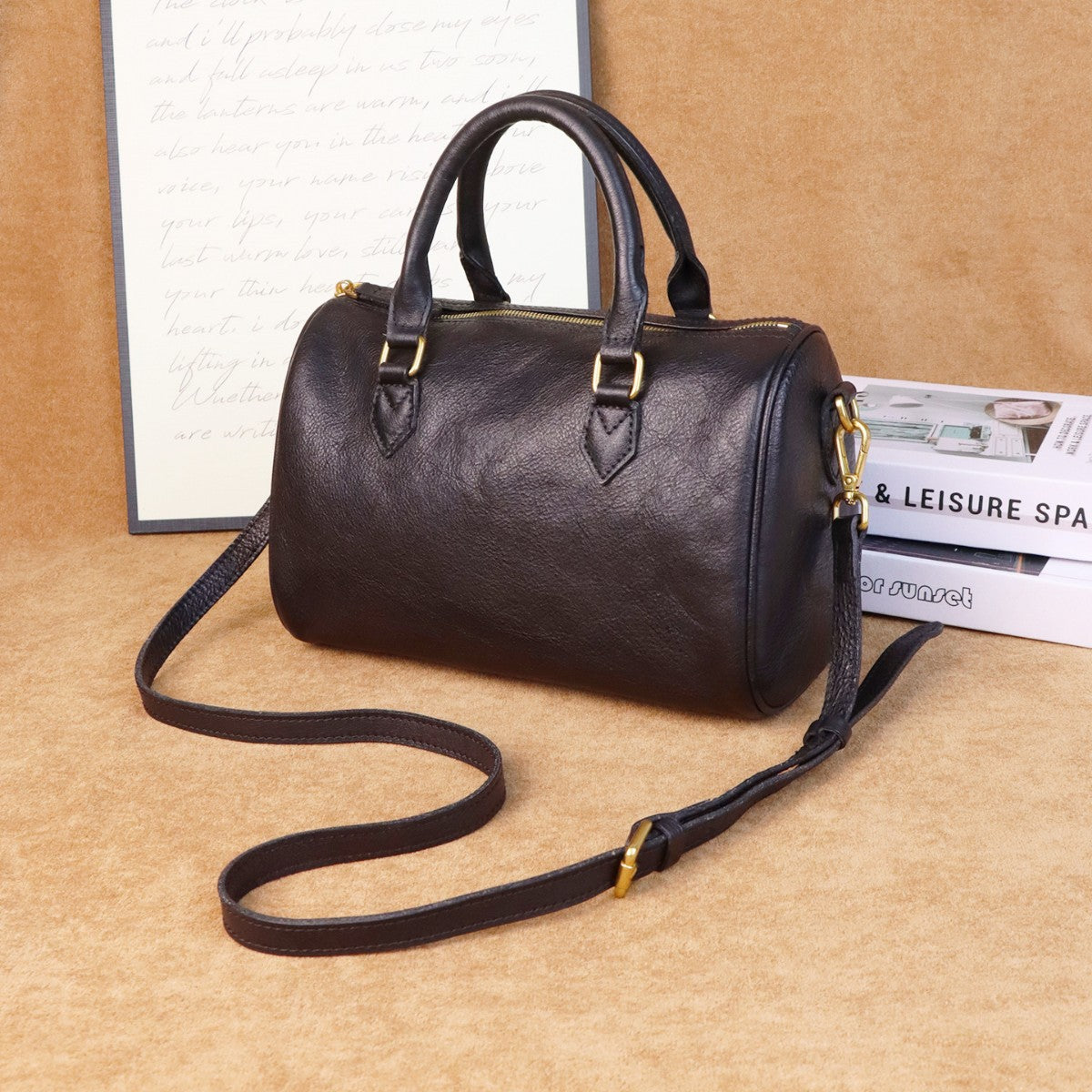 Sac cuir rétro vue intérieure