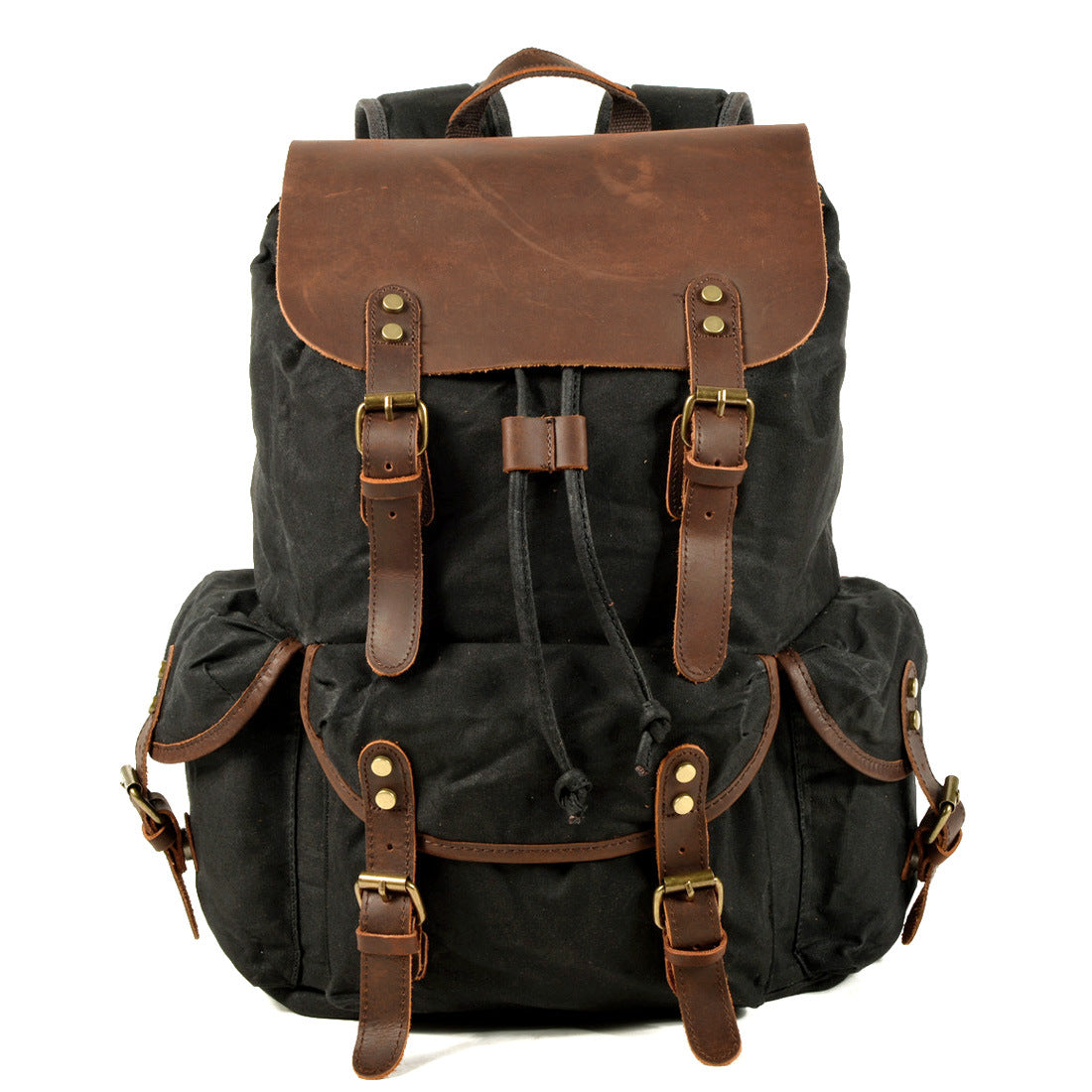Sac dos toile cirée café