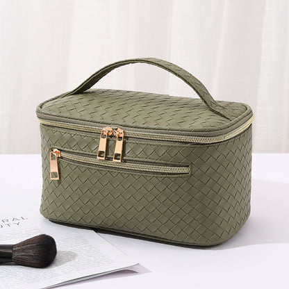 Trousse Maquillage Grande Capacité PU Tressée