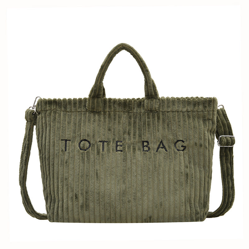 Tote corduroy vert lettering Wilhelmine Vogalia Paris
