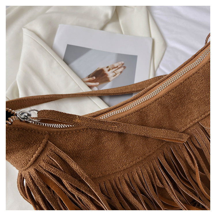 Forme dumpling ravioli douce féminine sac franges capacité généreuse quotidien