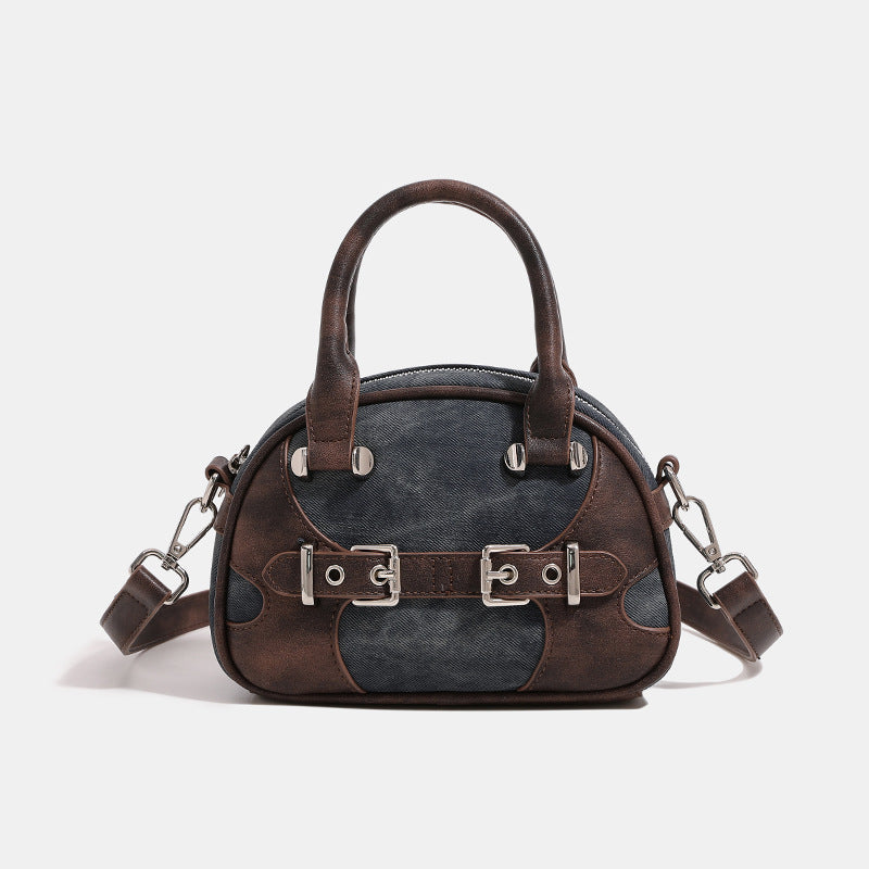 Sac boston rétro marron détail