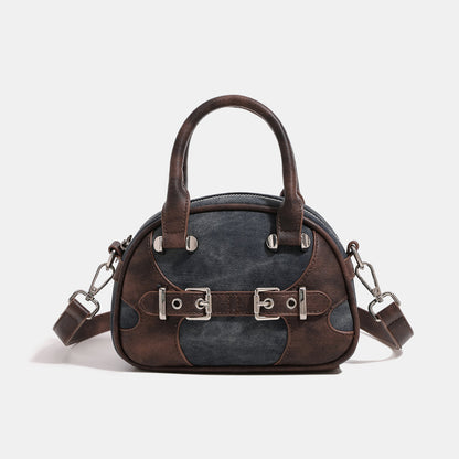 Sac boston rétro marron détail