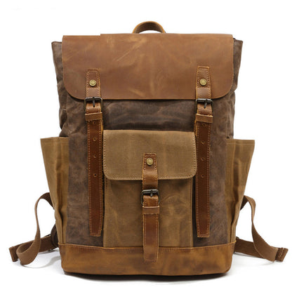 Sac dos toile cuir café 20-35L
