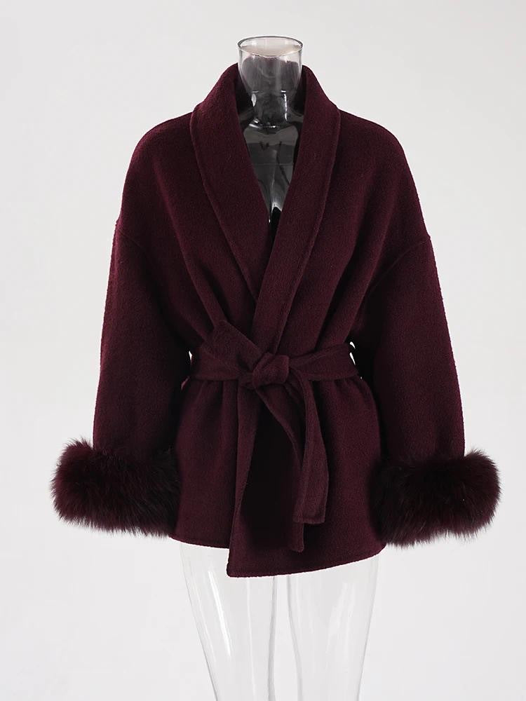 Lise manteau noir laine double face