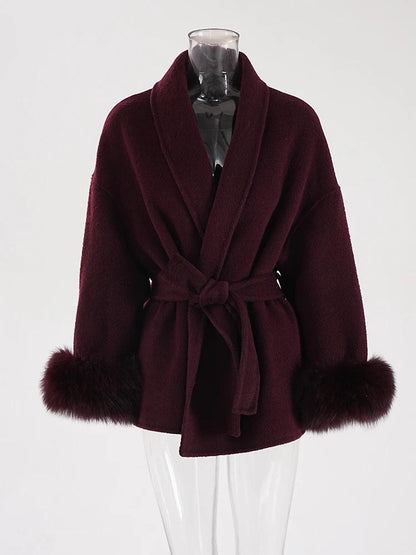 Lise manteau noir laine double face