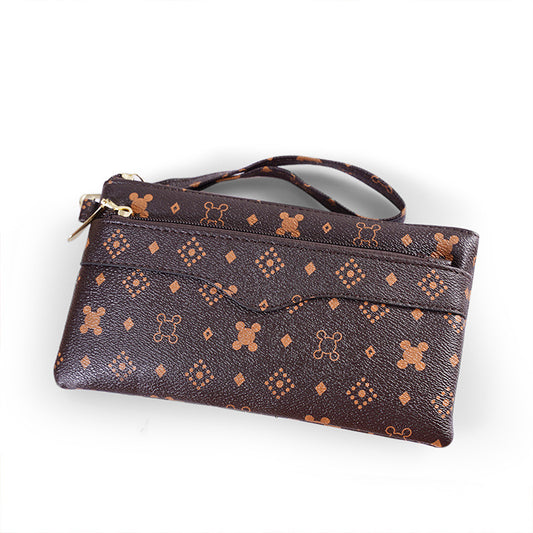 Pochette femme imprimée marron vue face